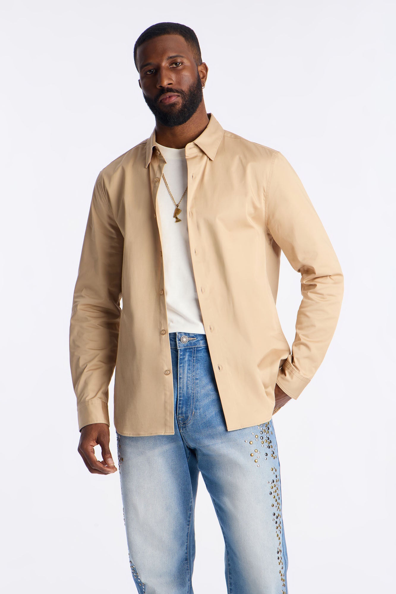 Luxe Stretch Dress Shirt - Tan