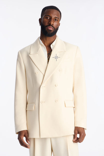 Relaxed Double Breasted Bright Etoile Blazer - Off White