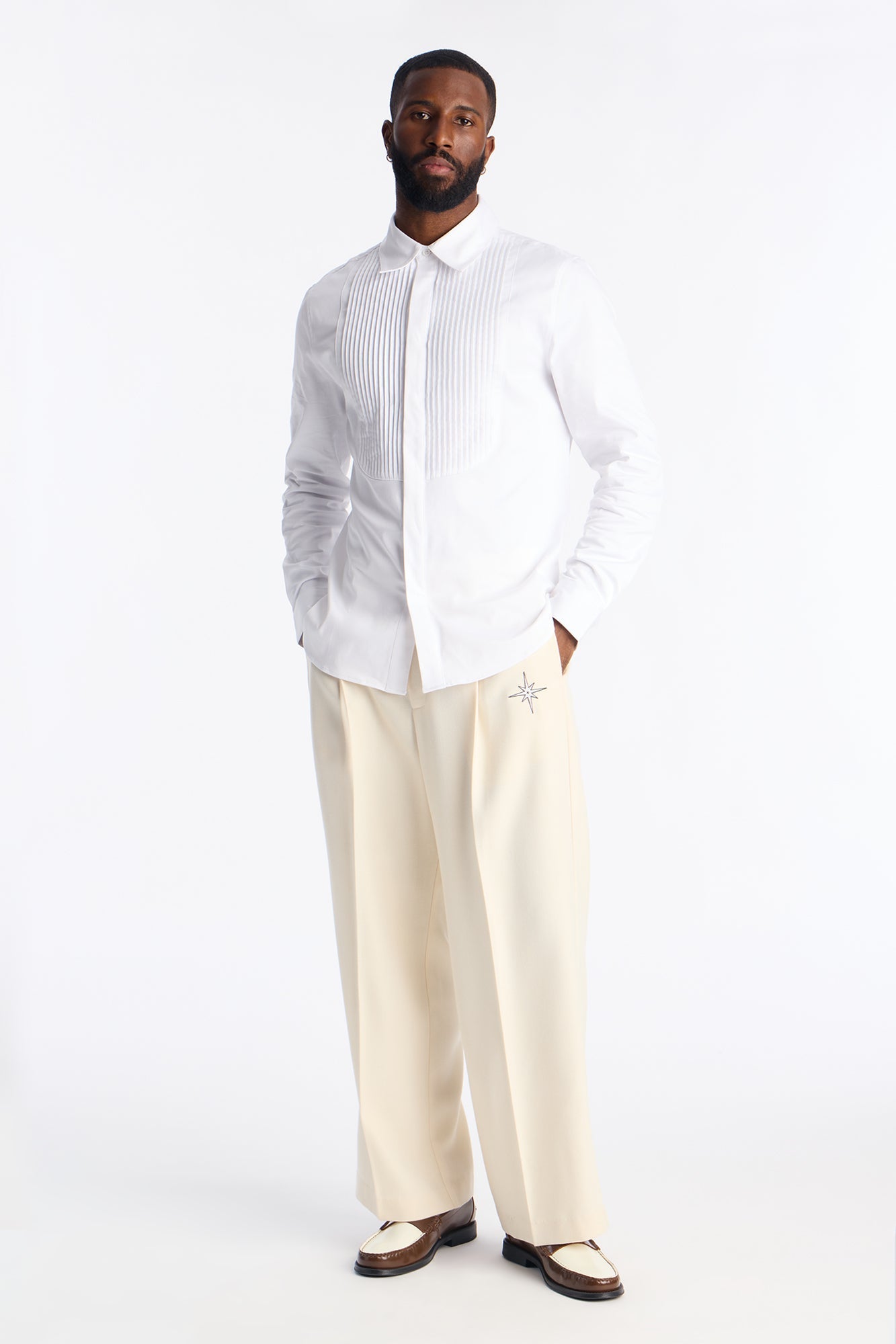 Slim Lumina Freedom Tuxedo Shirt - White