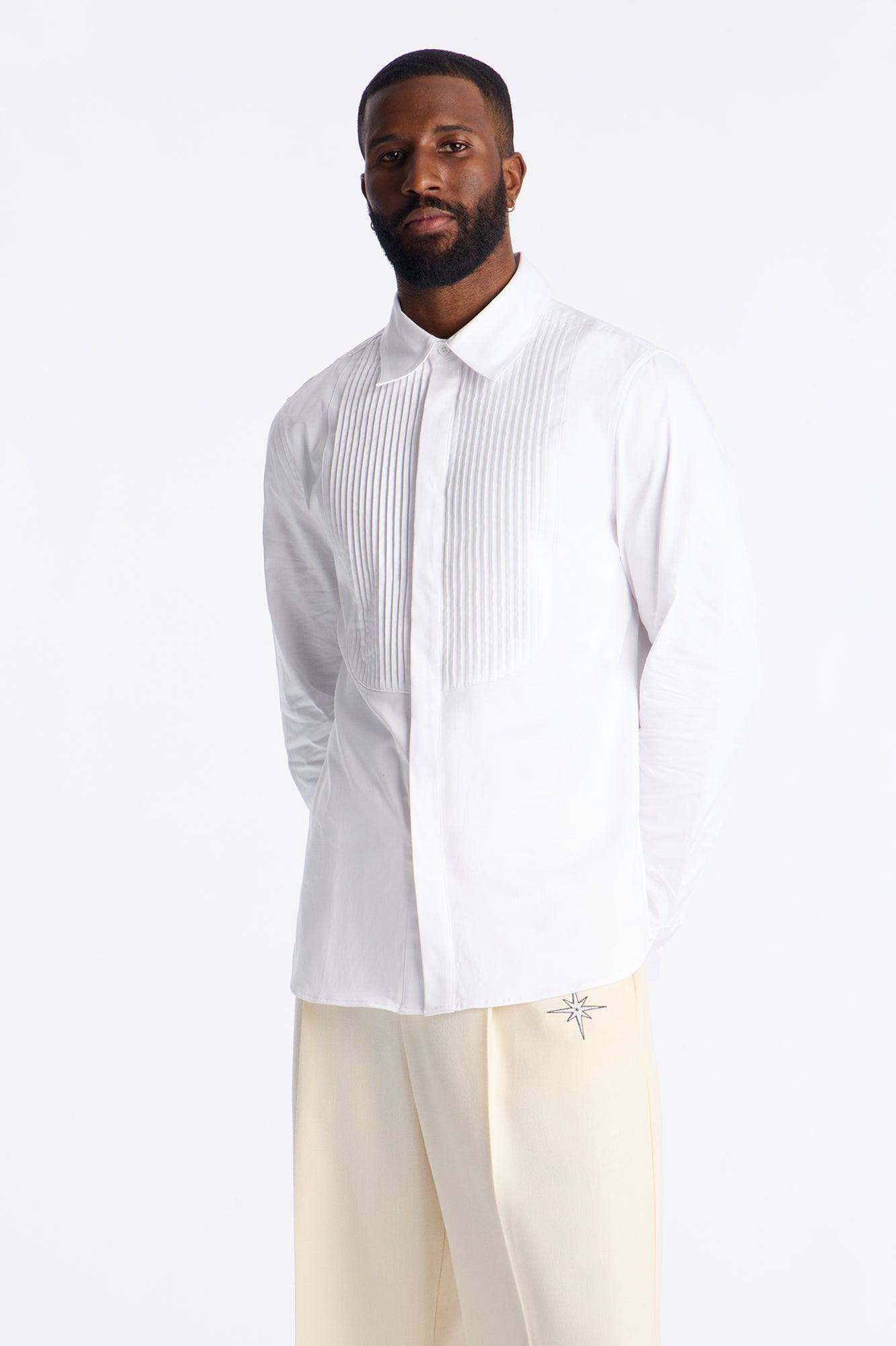 Slim Lumina Freedom Tuxedo Shirt - White