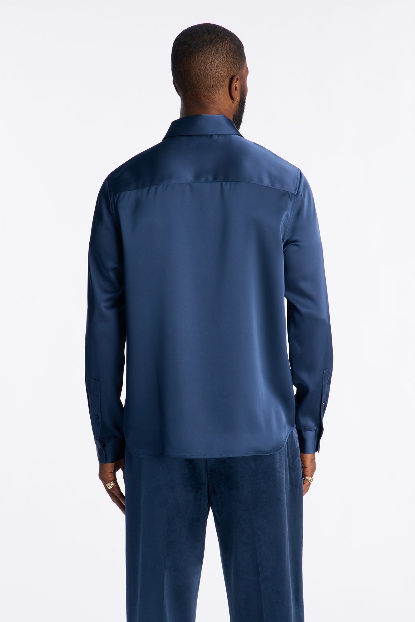 Luxe Easy Flow Button Up Shirt - Navy