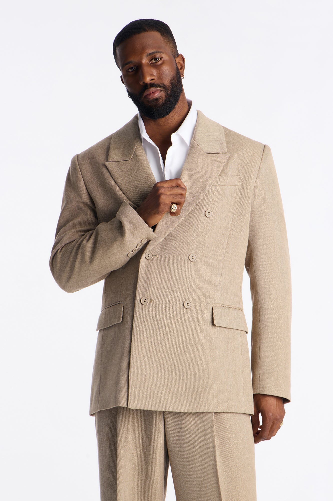 Relaxed Double Breasted Galaxy Blazer - Taupe