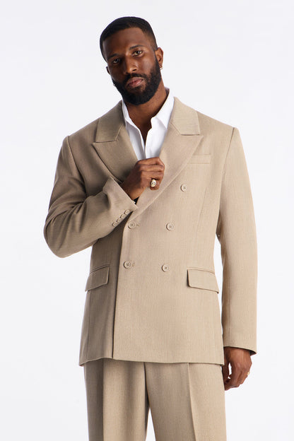 Relaxed Double Breasted Galaxy Blazer - Taupe