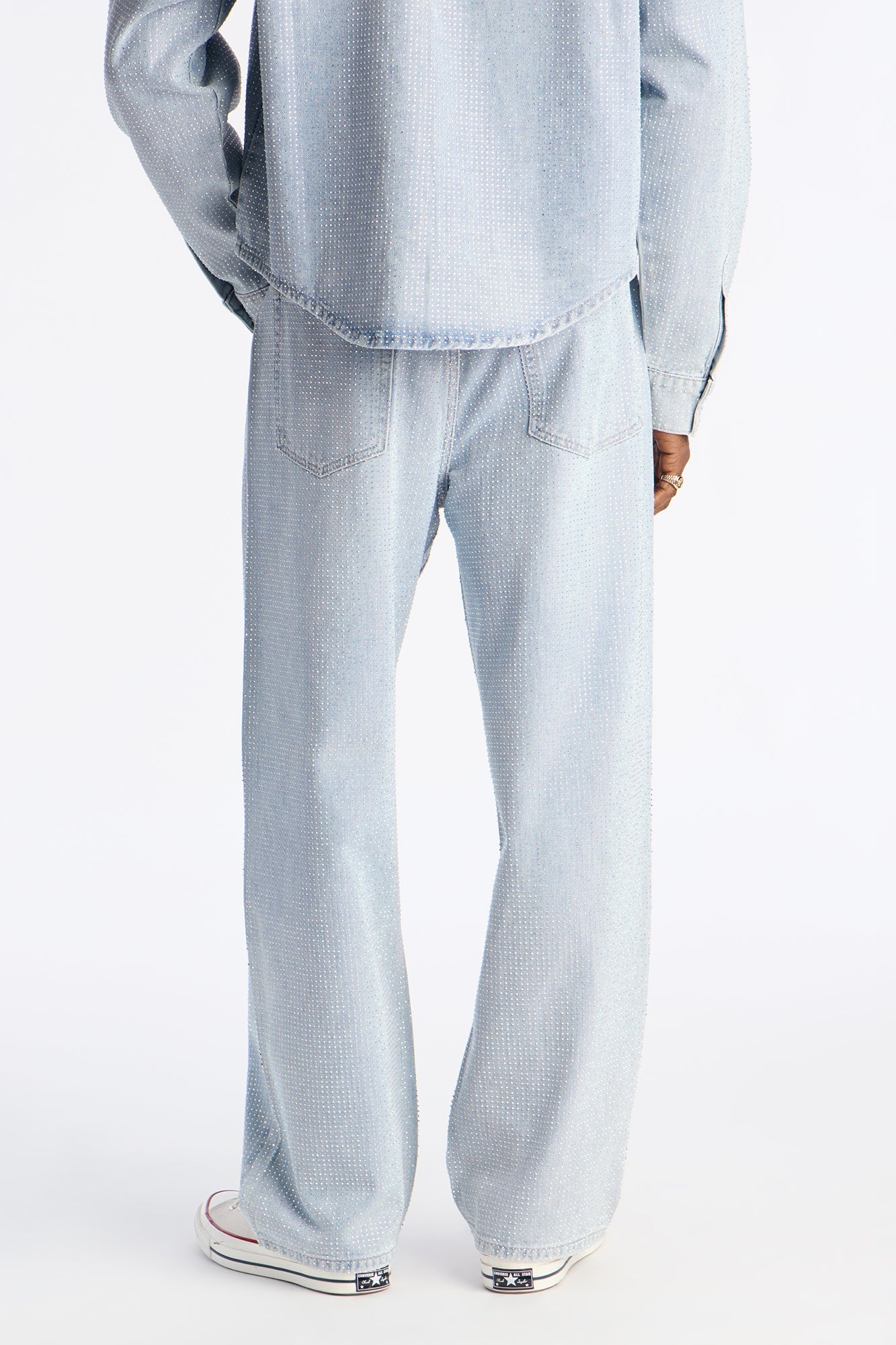 Baggy Jeweled Diamond Drift Jean - Light Wash