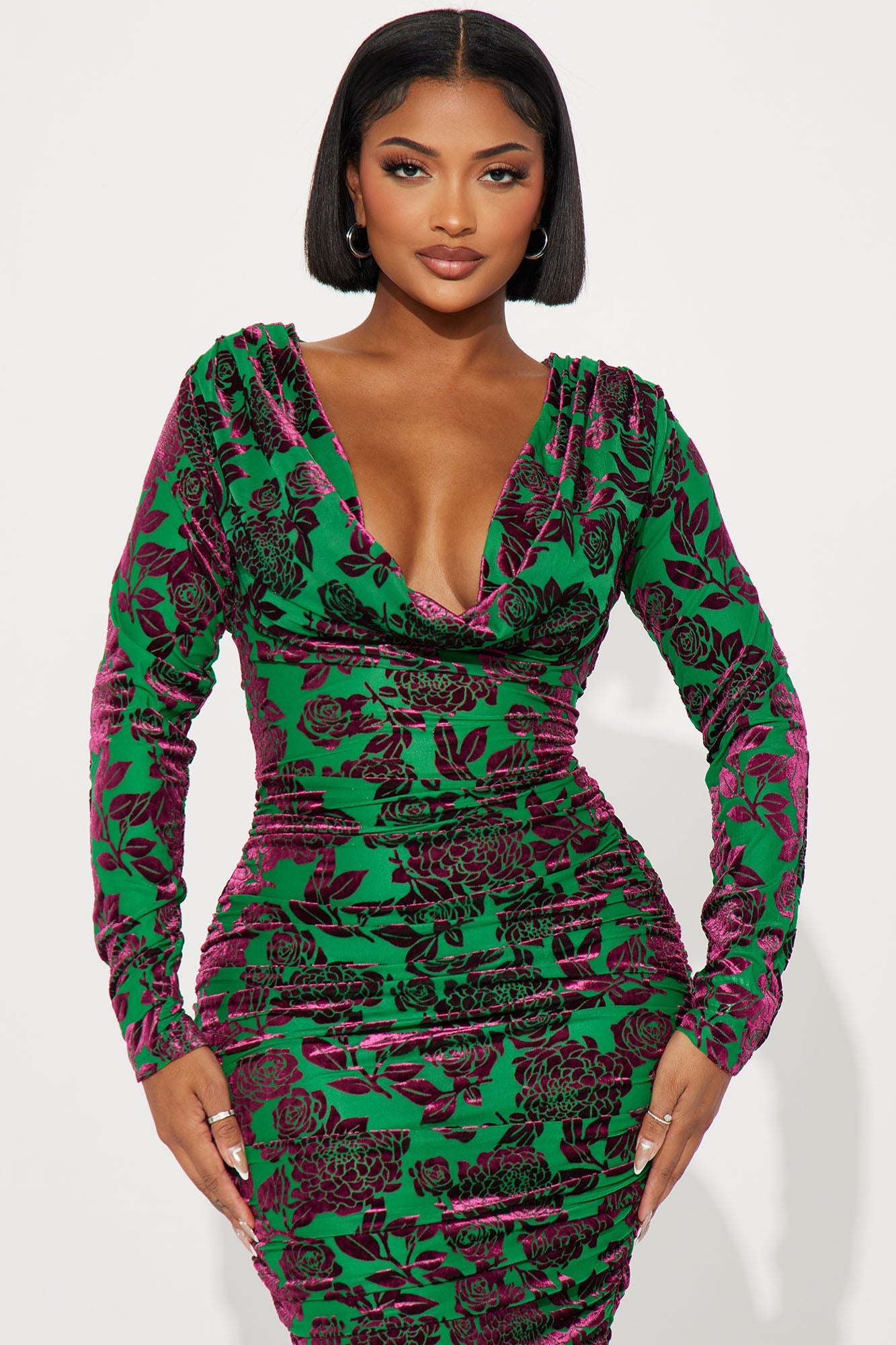 Sadie Mesh Maxi Dress - Green/combo