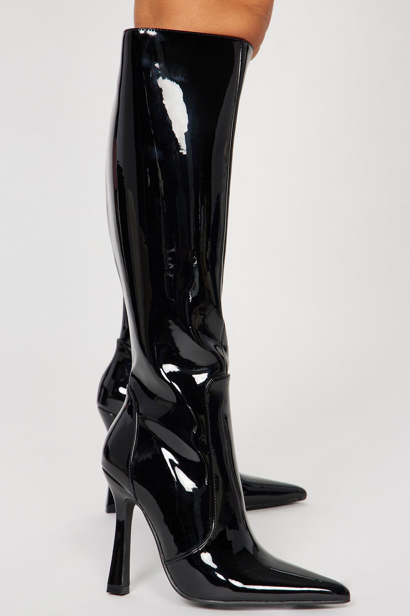 Big City Girl Knee High Heeled Boots - Black