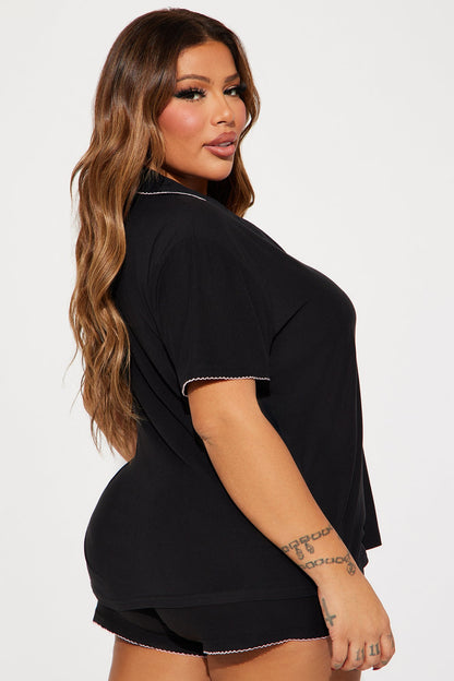 Weekends In PJ Short Set - Black