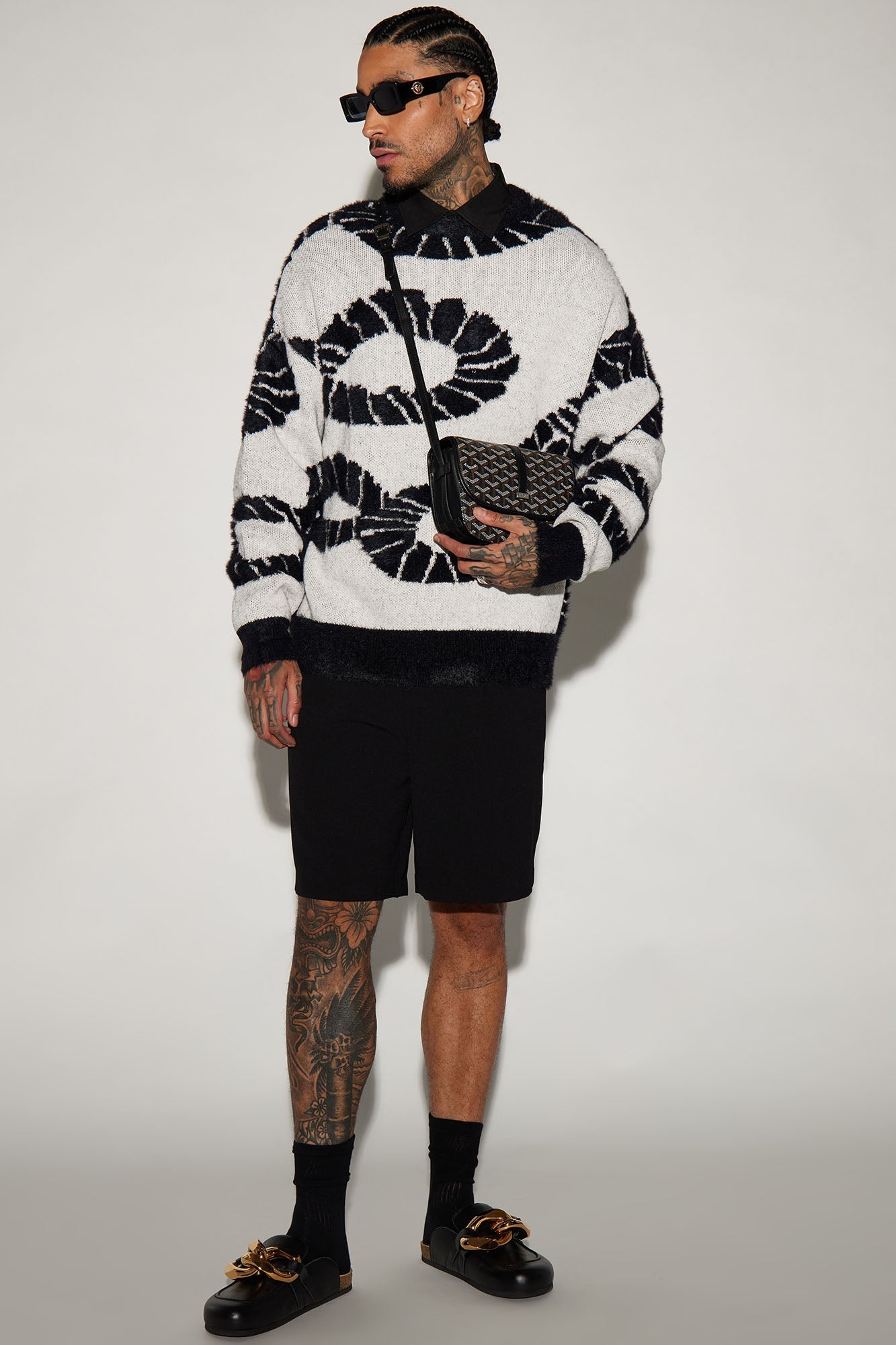 Walking A Tight Rope Mohair Sweater - Cream/combo