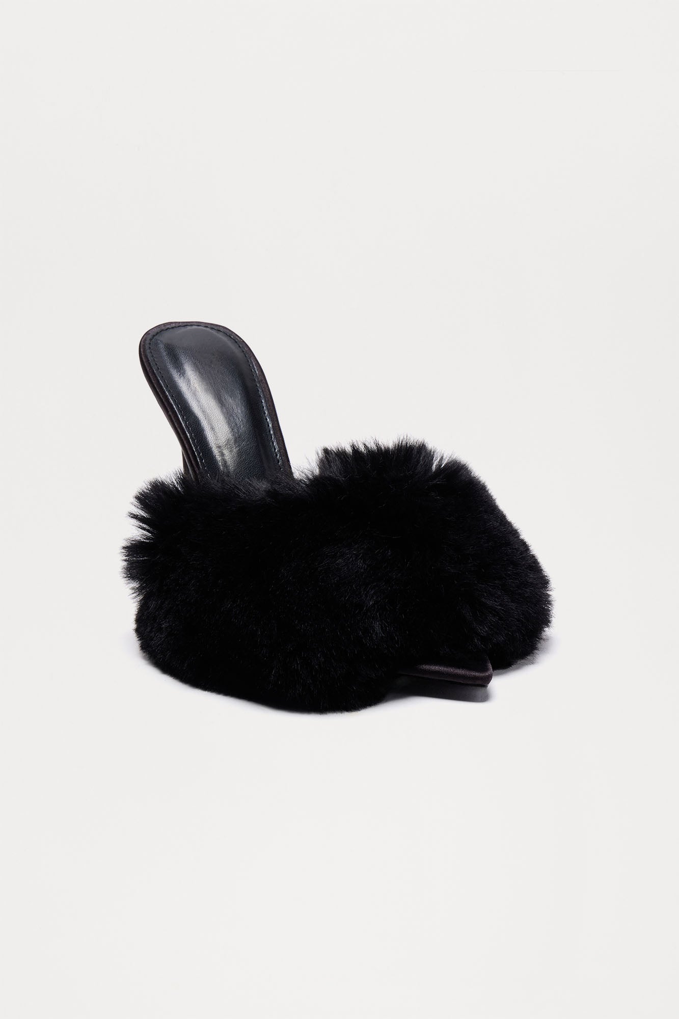 Fannie Faux Fur Mules - Black