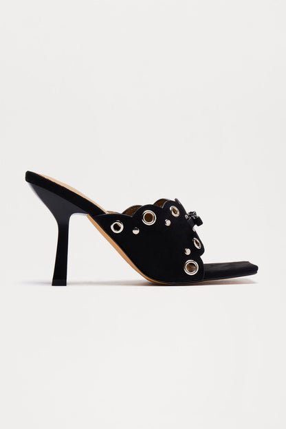 Karma Grommet Mules - Black