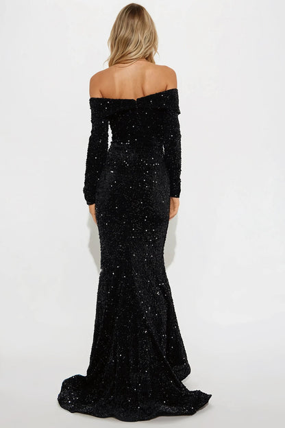 Annita Sequin Maxi Gown - Black