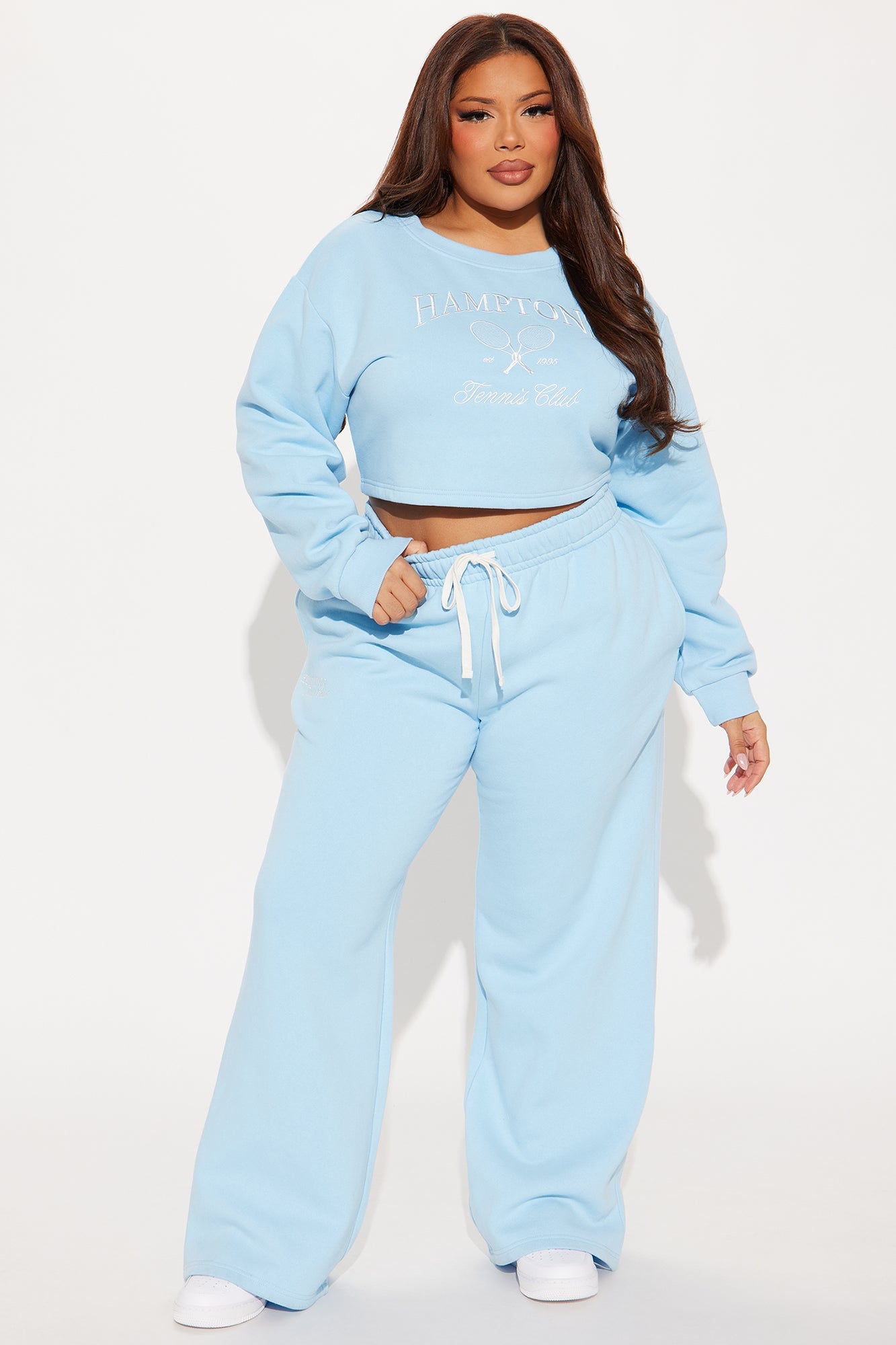 Hamptons Fleece Sweatsuit Set - Light Blue