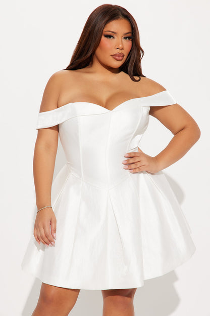 Royal Roulette Satin Mini Dress - White