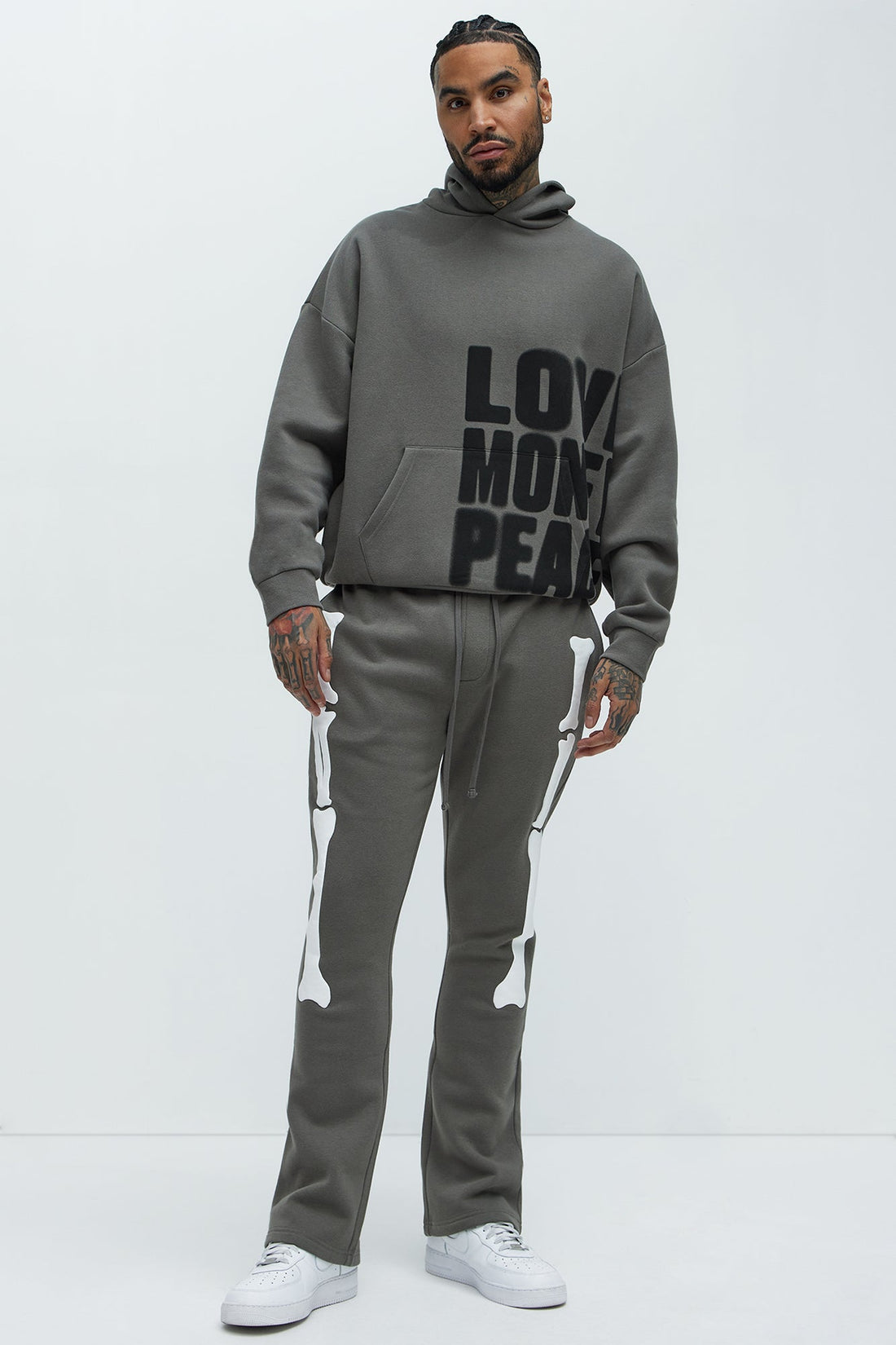Tyson Spray Paint Oversized Hoodie - Grey/combo