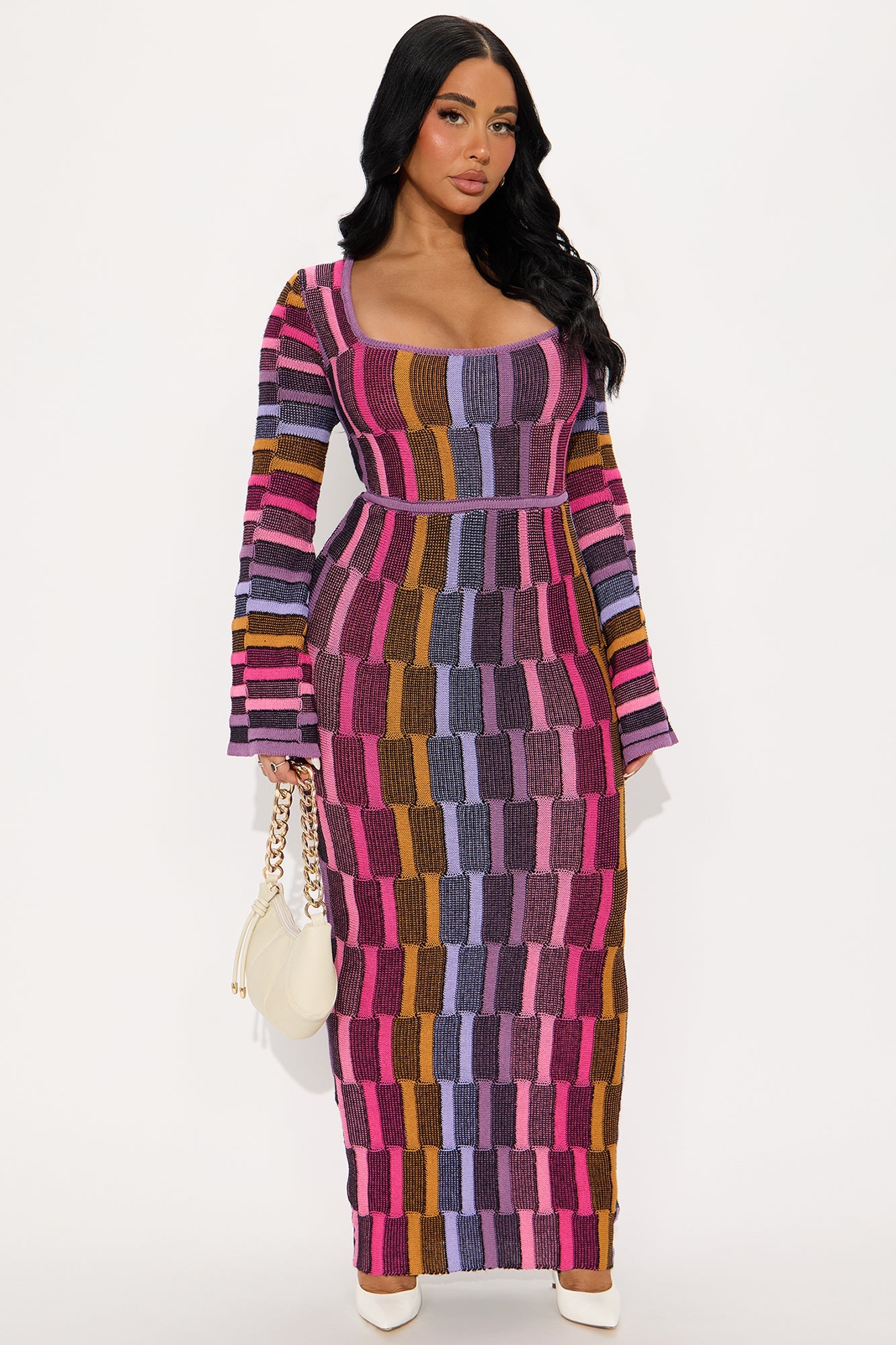 Sia Long Sleeve Maxi Dress - Pink/combo