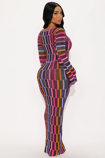 Sia Long Sleeve Maxi Dress - Pink/combo