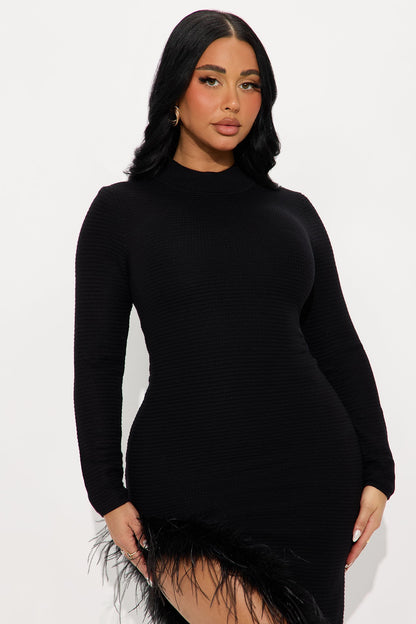 Katrina Feathered Gown - Black