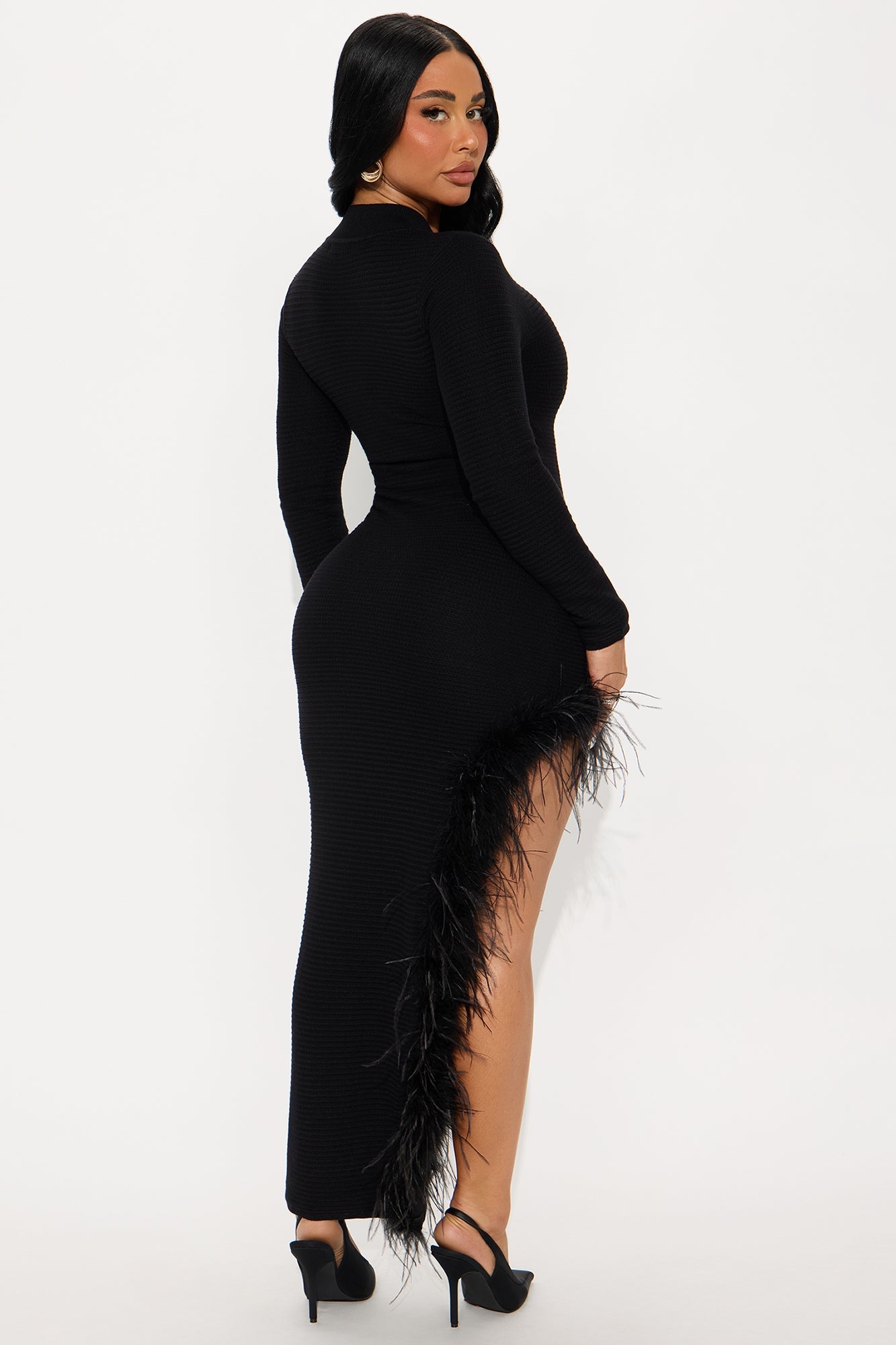Katrina Feathered Gown - Black