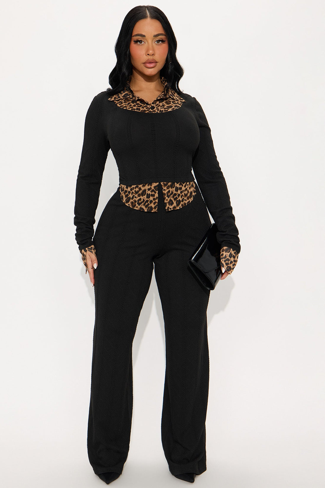 Lorena Sweater Wide Leg Pant Set - Black