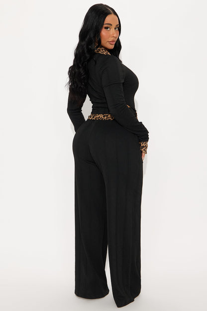 Lorena Sweater Wide Leg Pant Set - Black
