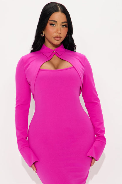 Amara Sleeveless Crepe Knit Midi Dress Set - Pink