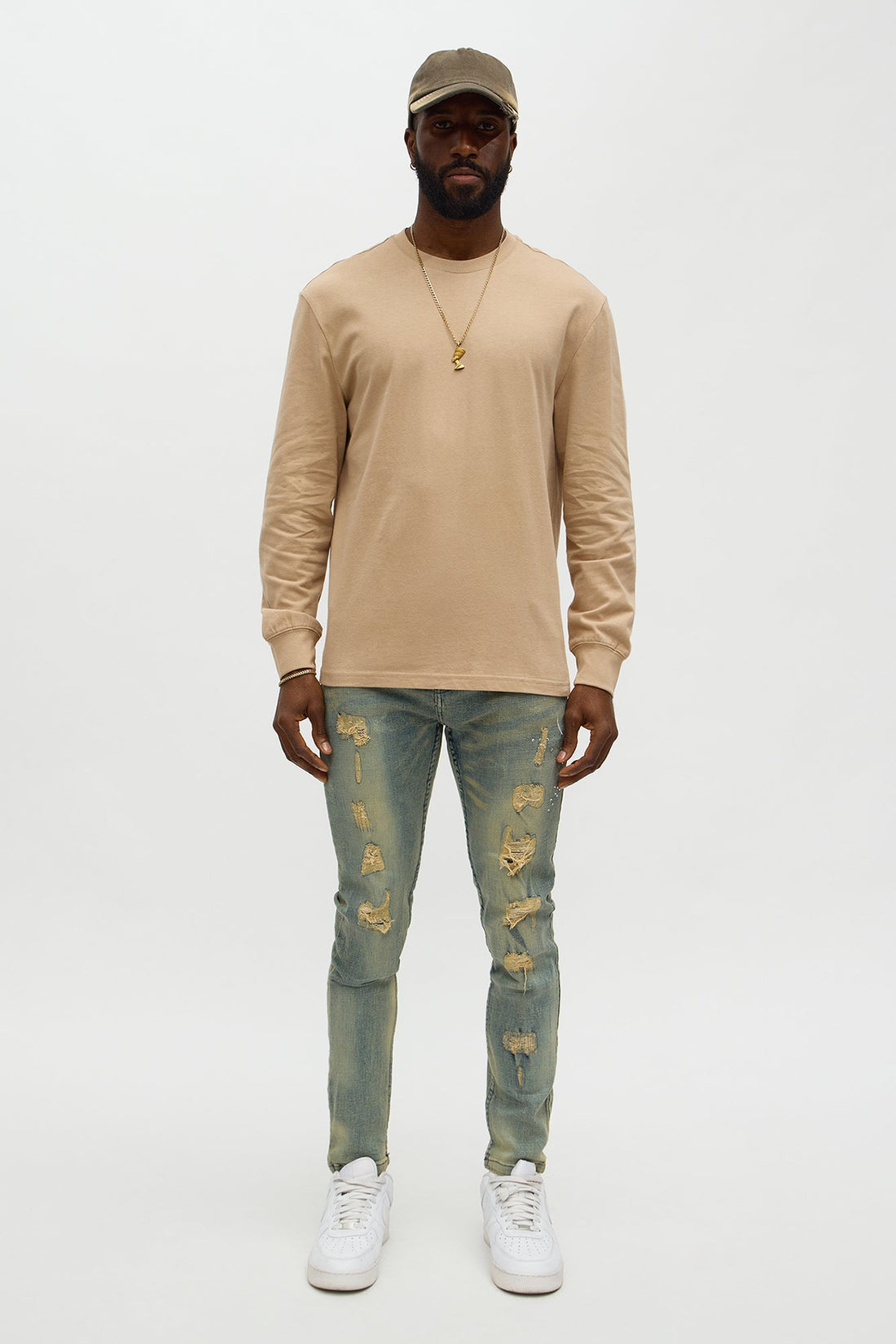 Brushed Relaxed Cotton Tee - Tan