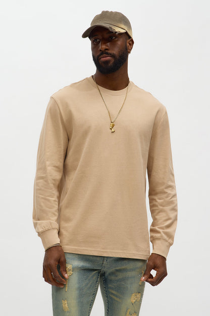 Brushed Relaxed Cotton Tee - Tan