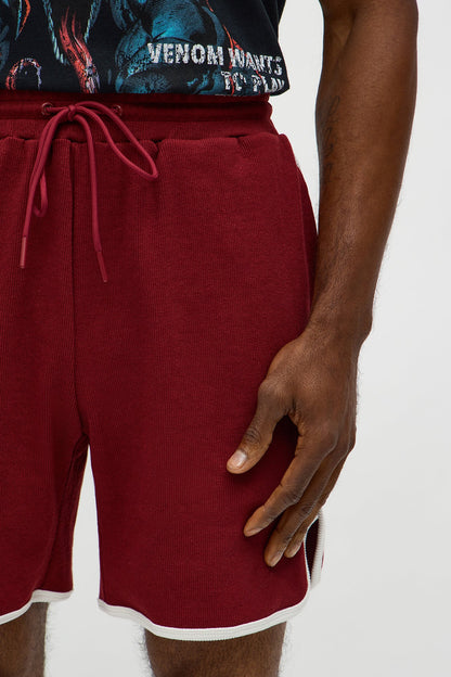 Retro Color Blocked Casual Short - Burgundy/combo