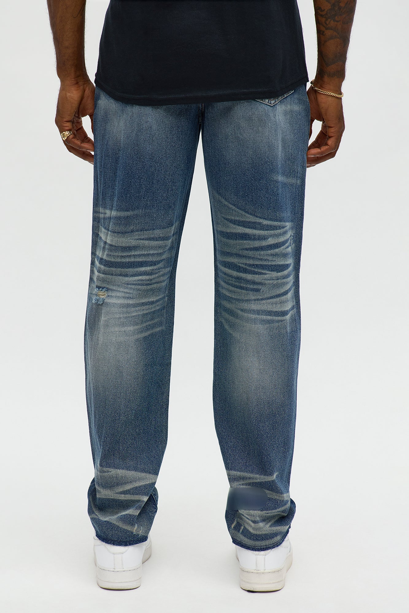 Straight Augustus Rip And Repair Jean - Vintage Blue Wash