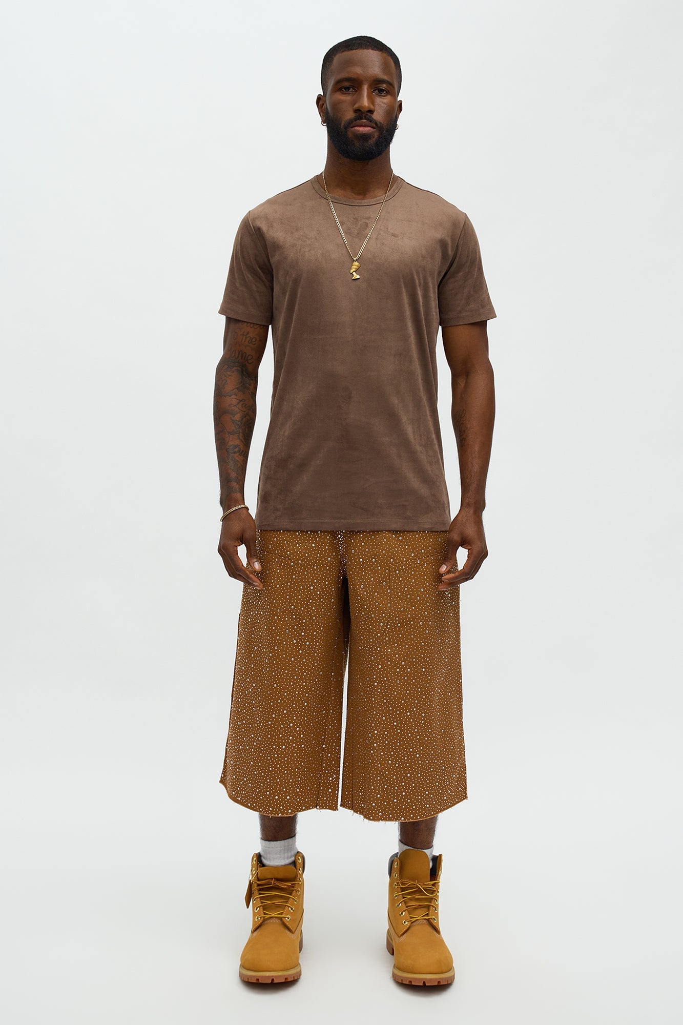 Velour Everyday Crew Tee - Brown