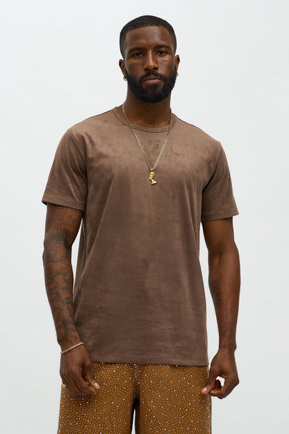 Velour Everyday Crew Tee - Brown