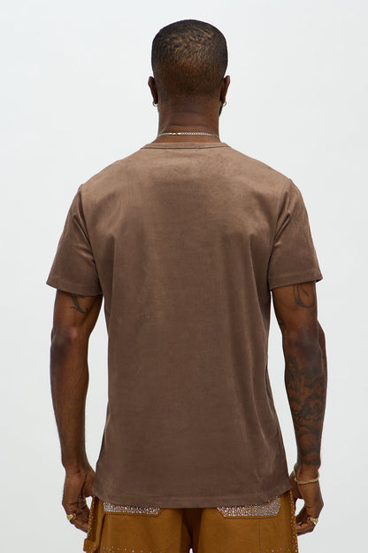 Velour Everyday Crew Tee - Brown