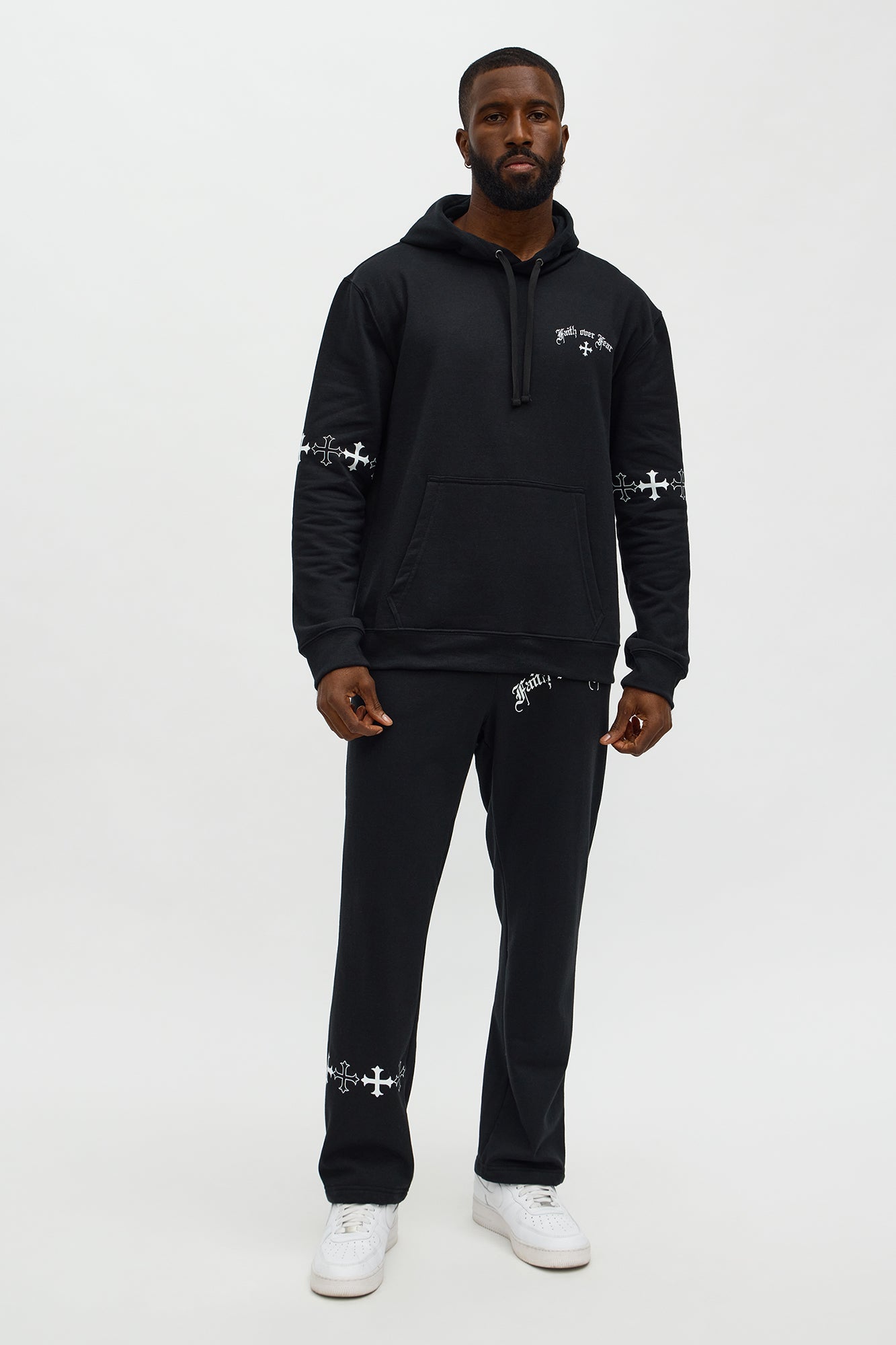 Faith Over Fear Baggy Sweatpants - Black