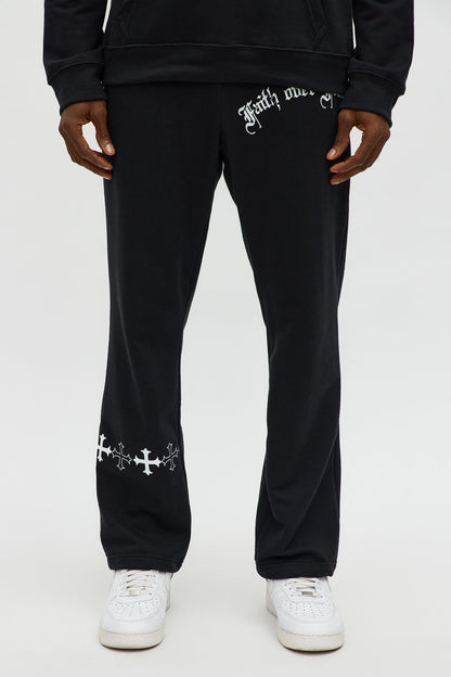 Faith Over Fear Baggy Sweatpants - Black