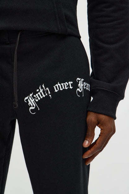 Faith Over Fear Baggy Sweatpants - Black