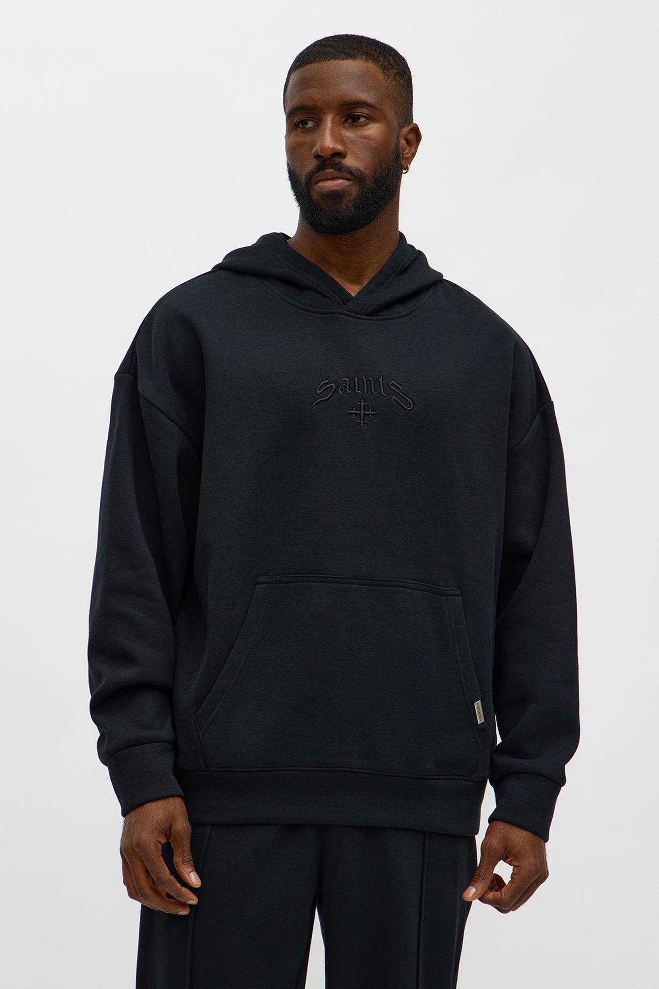 Saints Studio Embroidered Hoodie - Black