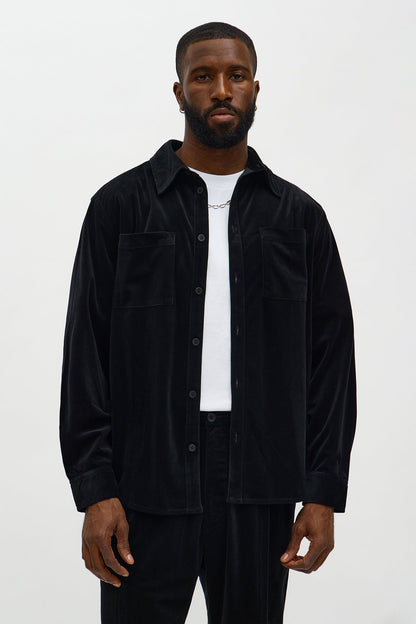 Relaxed Lincoln Park Textured Button Up Shirt - Black