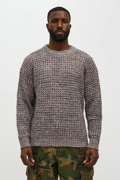 Chain Knitted Sweater - Brown Combo