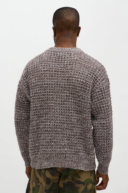 Chain Knitted Sweater - Brown Combo
