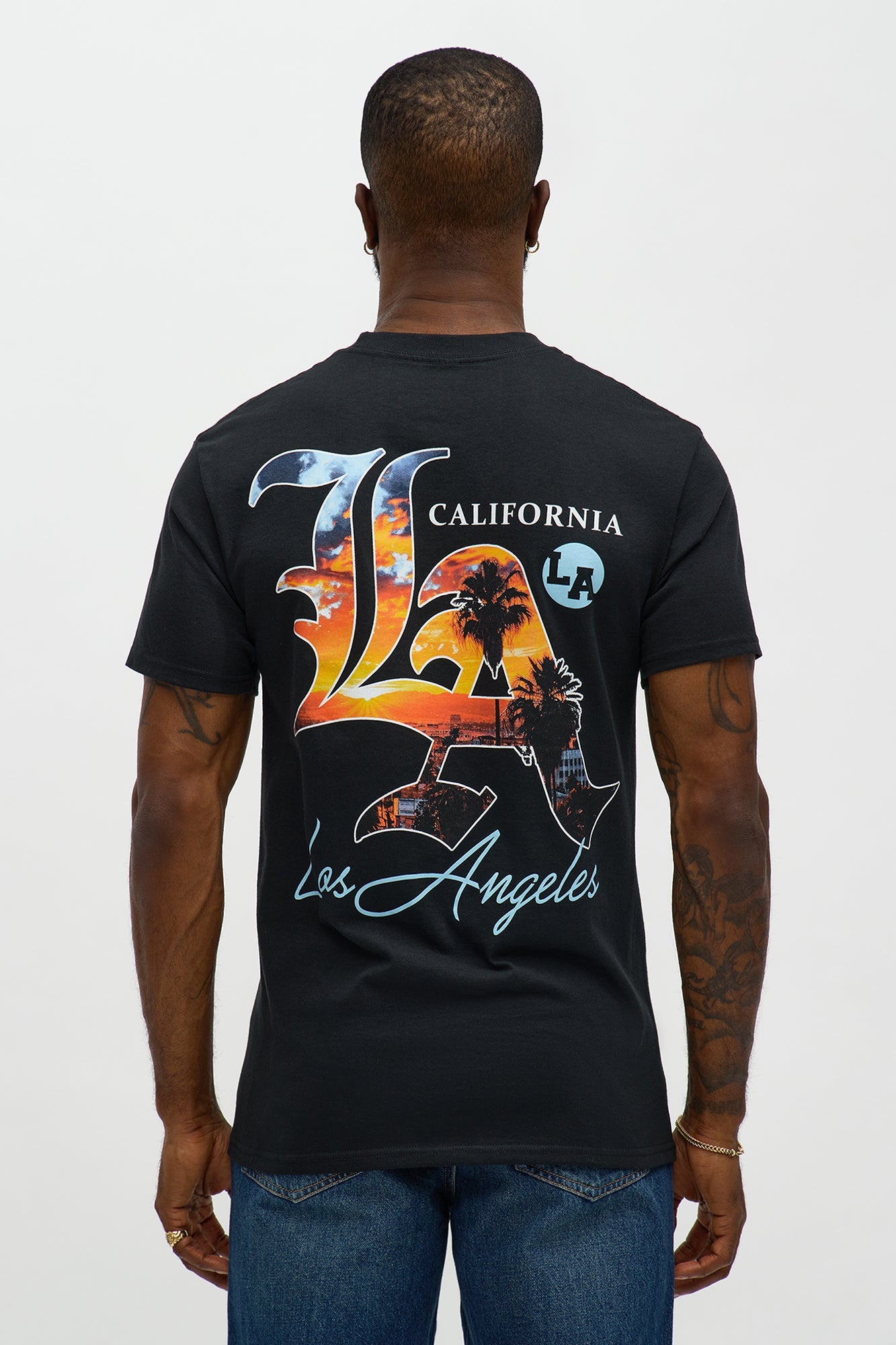 Sunset LA California Short Sleeve Tee - Black