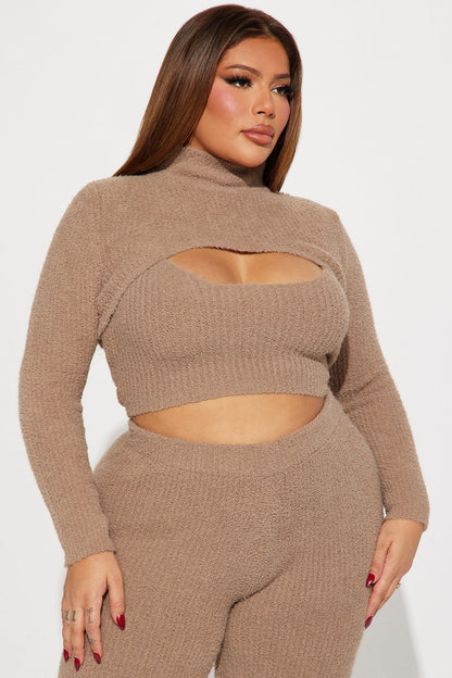 Feeling Cozy 3 Piece Pant Set - Taupe