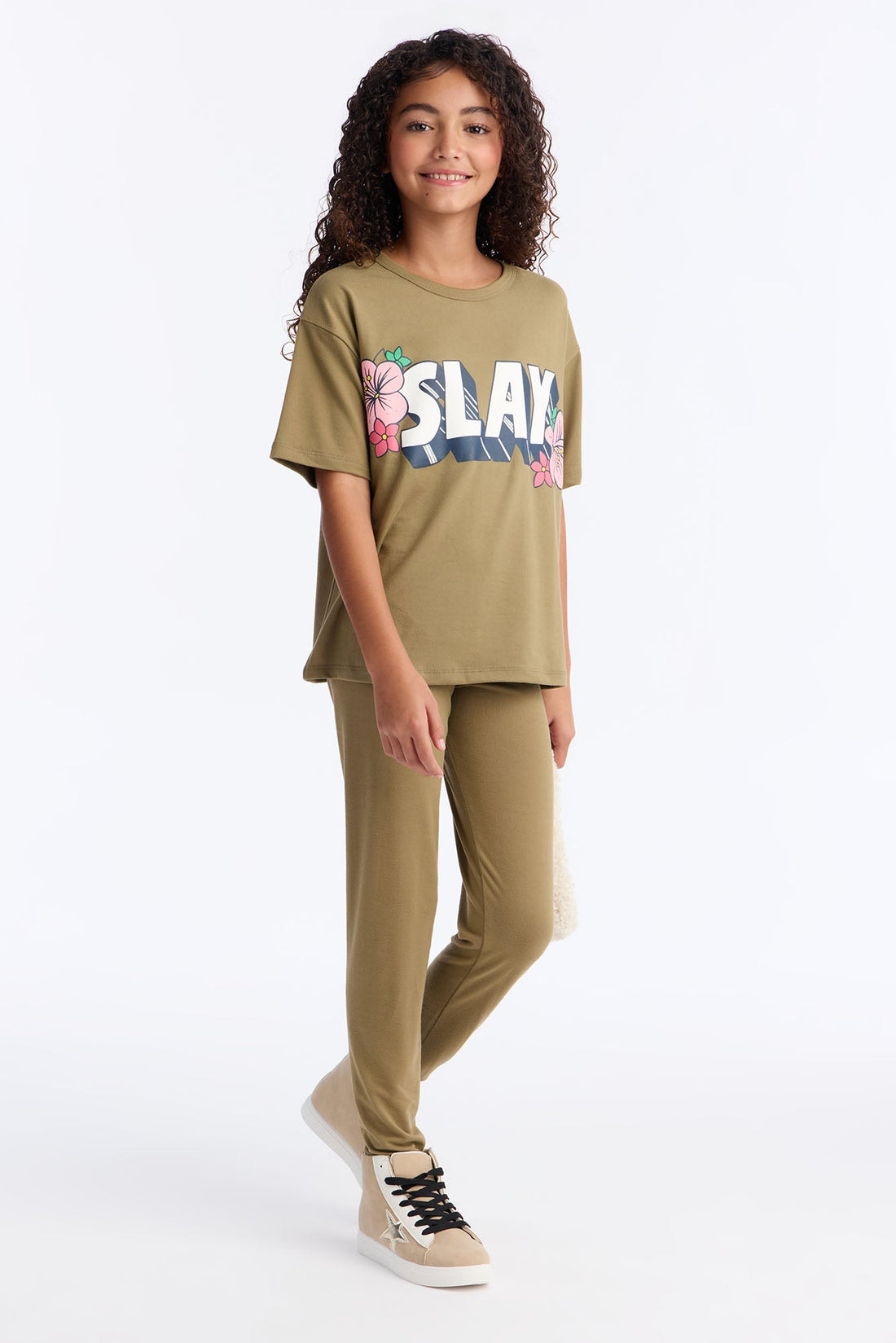 Mini Slay All Day Legging Set - Olive