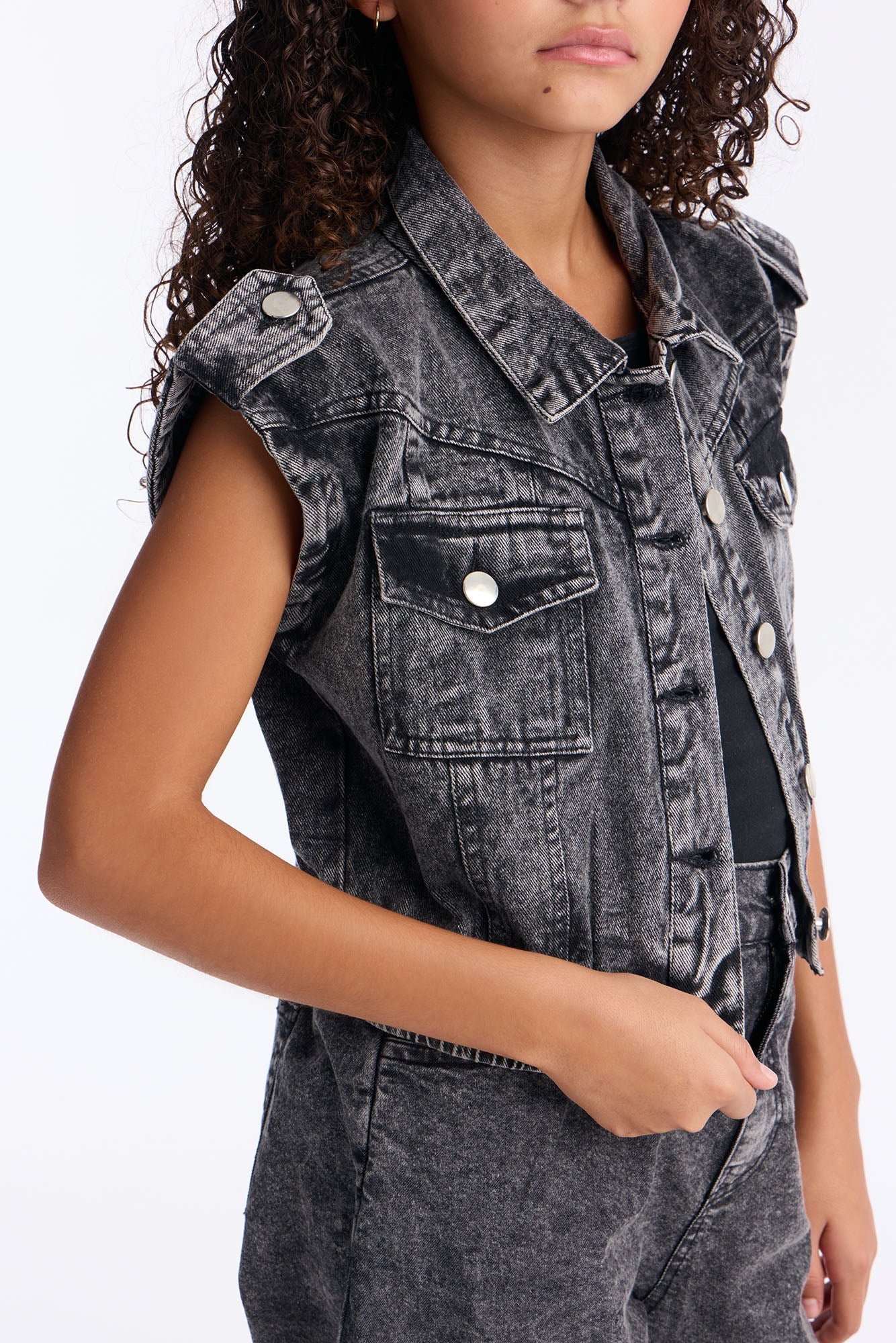 Mini No Doubt About It Wide Leg Jean Set - Black Wash