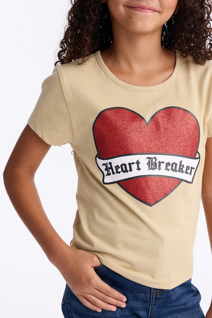 Mini Heartbreaker Flare Jean Set - Sand/combo