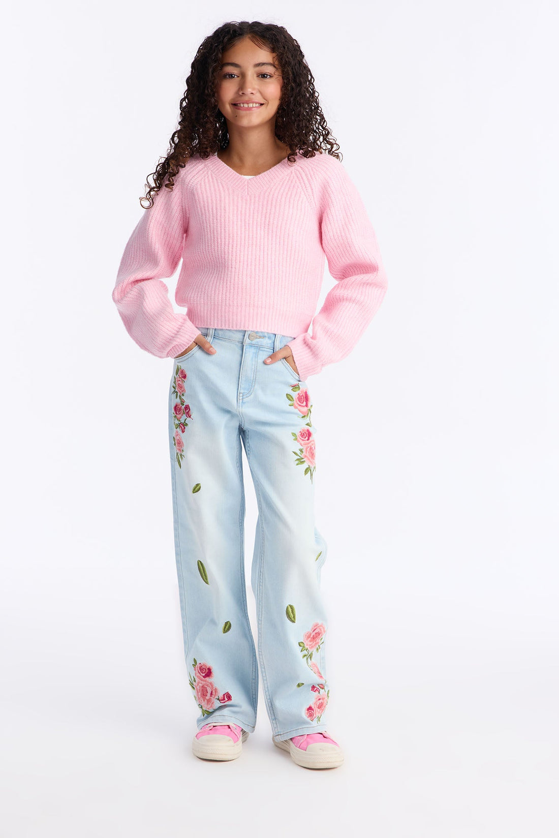 Mini Ellie Embroidered Jeans - Light Wash
