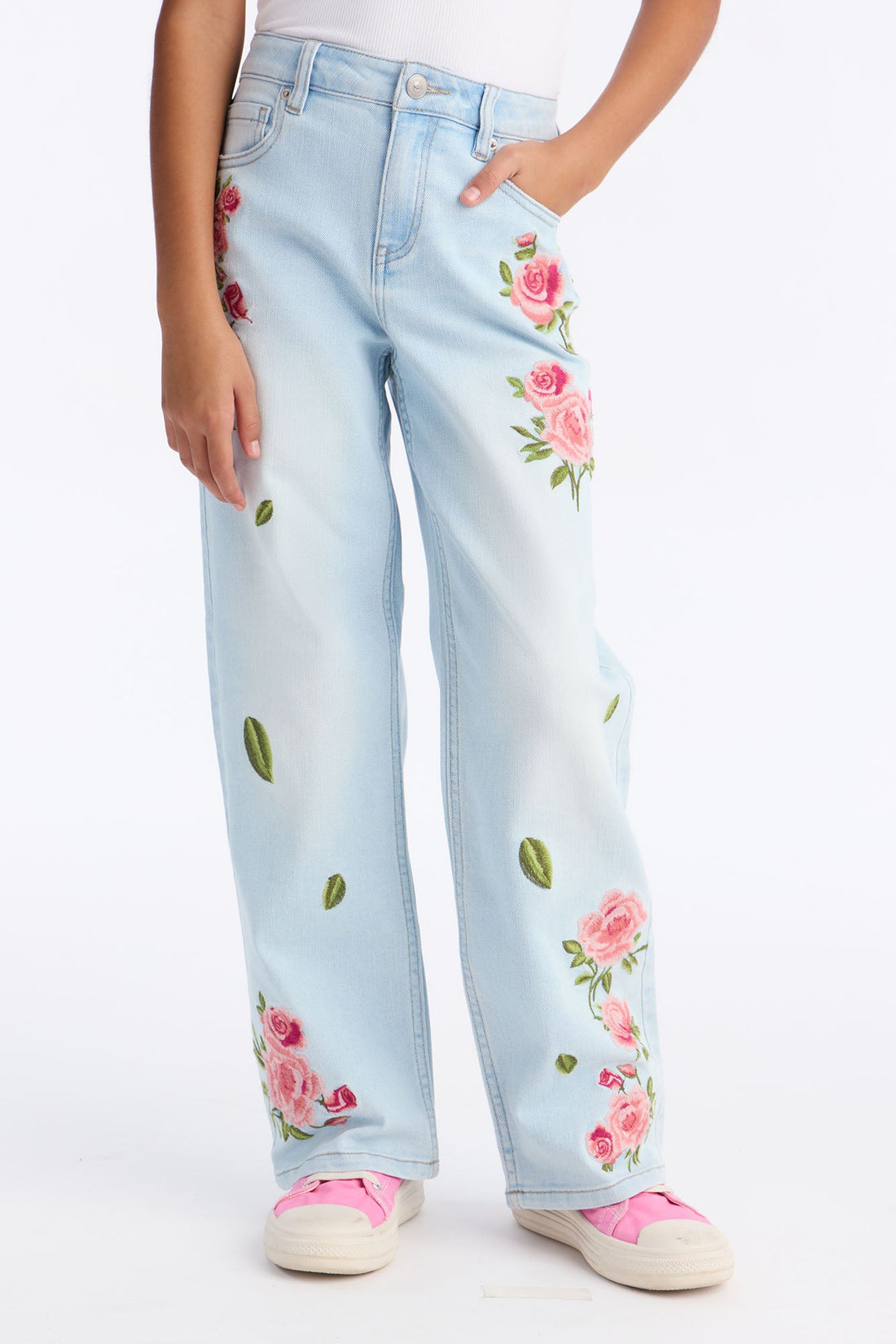Mini Ellie Embroidered Jeans - Light Wash