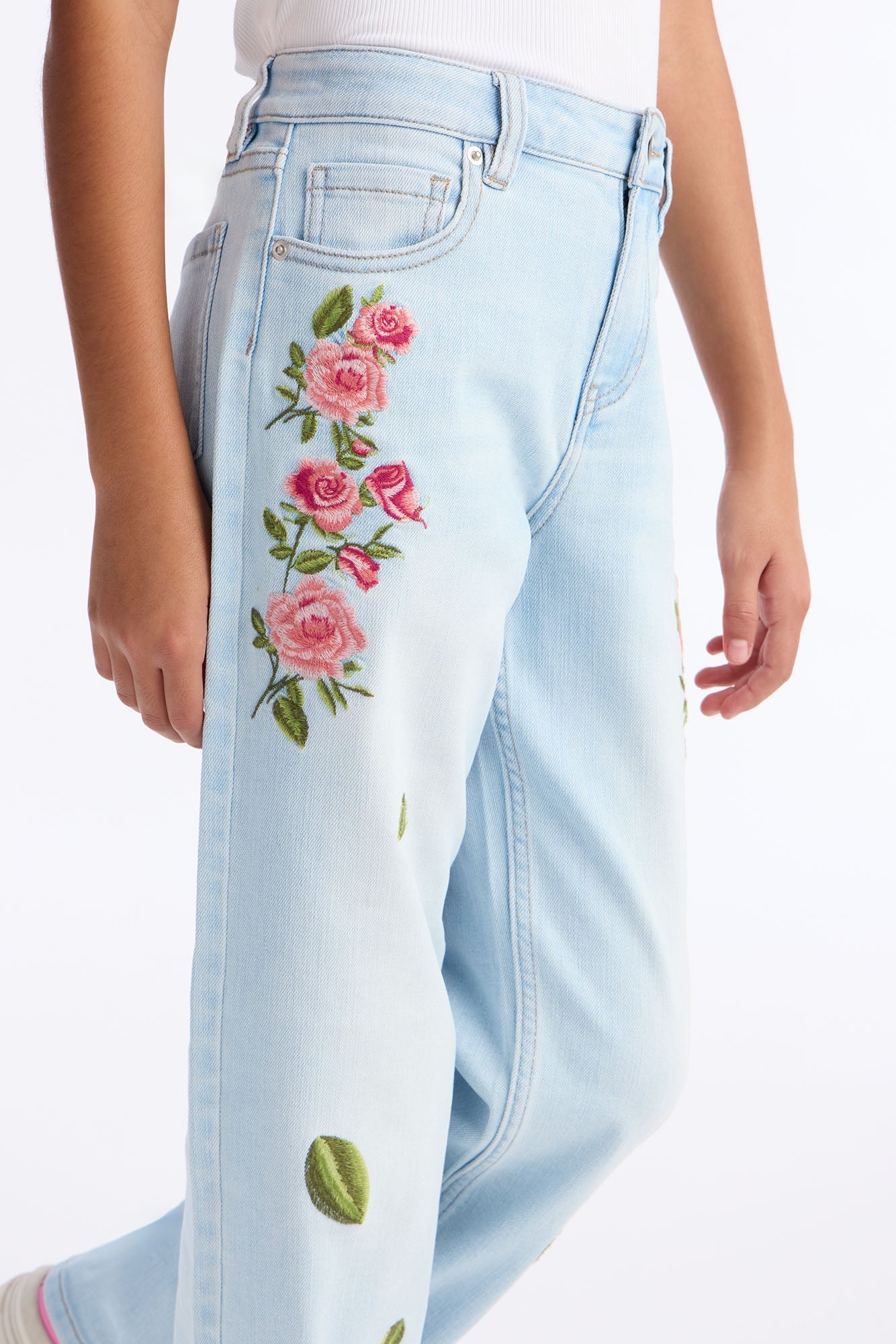 Mini Ellie Embroidered Jeans - Light Wash
