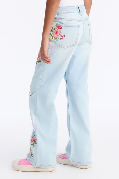 Mini Ellie Embroidered Jeans - Light Wash