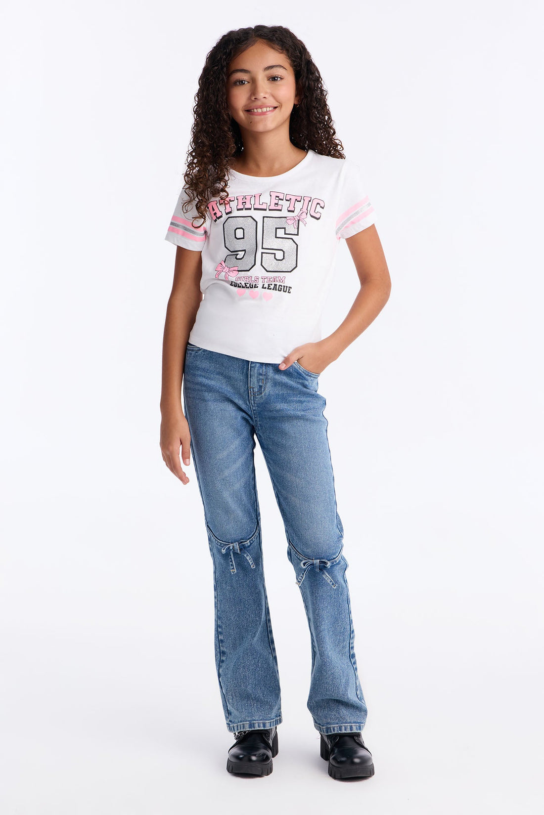 Mini Athletic 95 Flare Jean Set - White/combo