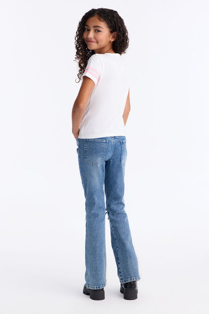 Mini Athletic 95 Flare Jean Set - White/combo